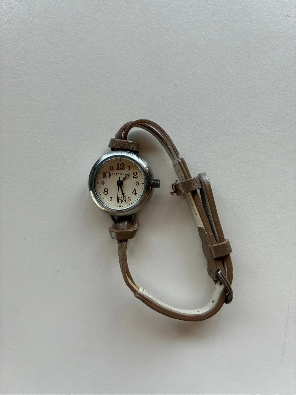 TOKYObay Brown Leather Wrap Watch with Cream Dial